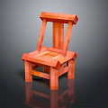 Low Poly Wooden Lounge Chair With Orange Color And Simple Structure For Relaxation