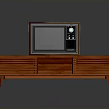 Retro Wooden TV Stand Furniture With Vintage Television And Storage Design