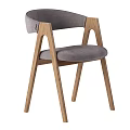 Modern Wooden Dining Table Set With Light Beige And Gray Upholstered Chairs