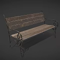 Classic Garden Landscape With Wooden Bench And Ornate Metal Frame Design