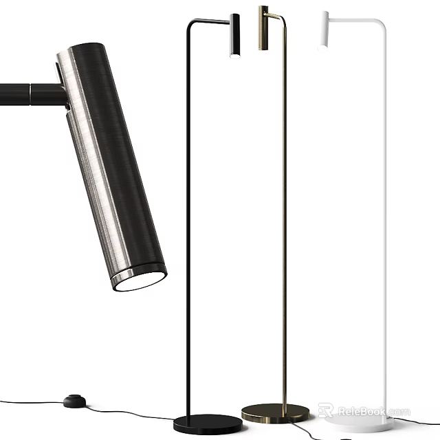 Modern Minimalist Floor Lamp With Adjustable Head And Metal Finish For Home Decor 3d model 