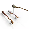 Unique Decorative Wands With Wooden Handles And Intricate Metal Accents