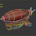 Vintage Cosmic Spacecraft Design With Propeller Metal Frame And Mechanical Details