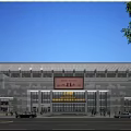 Modern Commercial Street Building Exterior Featuring Chinese And World Maps Large Screen Vehicles And Pedestrians