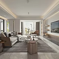 Modern Living Dining Room Interior Design With Sofa Coffee Table TV And Area Rug