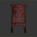 Classic Vintage Armchair With Wooden Carved Frame And Red Tufted Upholstery