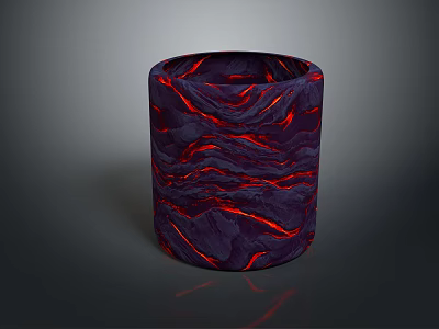 Purple Decorative Cylindrical Object With Red Swirl Texture Pattern 3d model