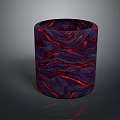Purple Decorative Cylindrical Object With Red Swirl Texture Pattern 3d model