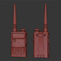 Black Digital Walkie Talkies With Long Antennas LCD Displays And Control Buttons