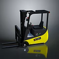 Yellow And Black Electric Forklift With Cab And Front Forks Design