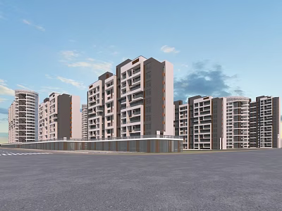 Modern High Rise Residential Buildings Exterior Design With Balconies And Blue Sky 3d model