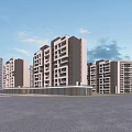 Modern High Rise Residential Buildings Exterior Design With Balconies And Blue Sky