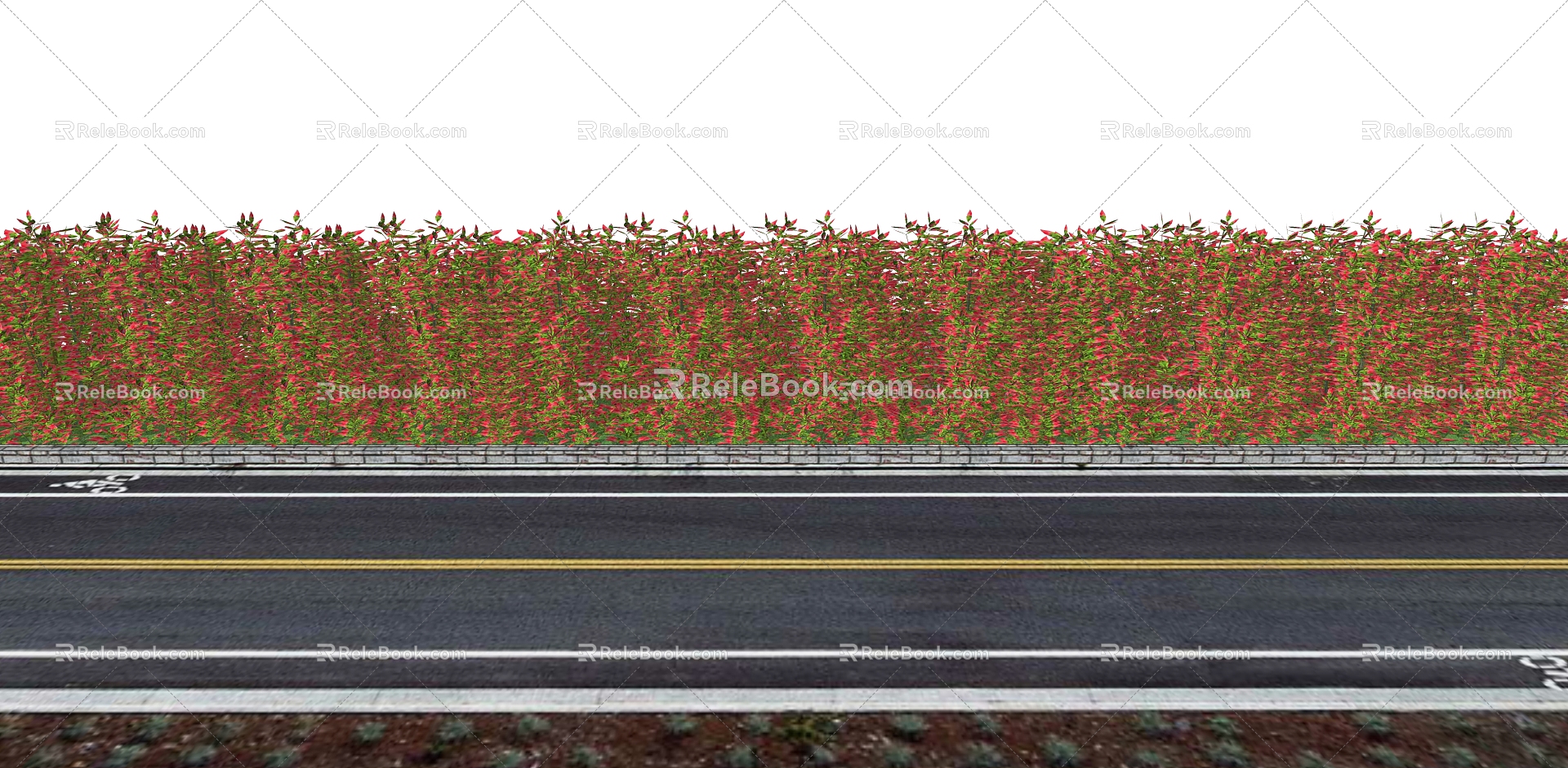 Modern hedgerow wall 3d model