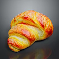 Freshly Baked Croissant With Golden Brown Flaky Layers And Shiny Surface On Dark Background