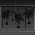 Elegant Window Display With Gold Balloons Red Gift Boxes Brick Wall And Wooden Floor