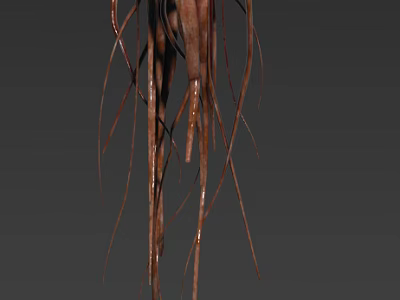 Mysterious Octopus Like Creature With Brown Slender Glossy Tentacles On Gray Background 3d model