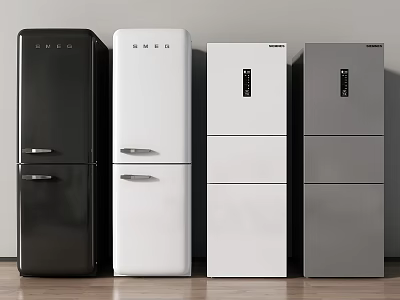 Stylish Modern Refrigerators in Multiple Colors for Home Kitchen Use 3d model