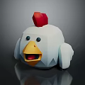 Low Poly Style Chicken Character With Red Comb And Yellow Beak 3d model