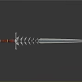 Decorative Medieval Sword With Silver Blade Red Hilt And Spiked Design