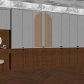 Modern Wardrobe Design With White Wood Panels Arched Detail And Vanity Mirror