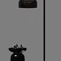 Minimalist Black Floor Lamp With Shadow Effect And Decor Tray On Light Interior Wall 3d model