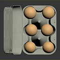 Chicken Eggs In Open Gray Carton With Brown Shells On Black Background