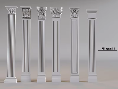 Different Types of Roman Columns Featuring Ornate Capital Details for Architectural Use 3d model