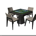 Elegant Modern Square Entertainment Table With Mahjong Layout And Four Chairs 3d model