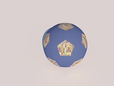 Blue Sports Ball With Gold And Colorful Decorative Patterns For Sports Activities 3d model