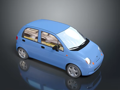 Blue Small Compact Car With Modern Stylish Design 3D Rendered Exterior 3d model