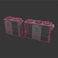 Two Gray Air Conditioning Units With Top Mounted Fans And Grille Design