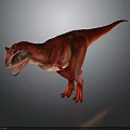 Red T-Rex Dinosaur 3D Model in Dynamic Stance on Gray Background