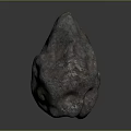 Irregular Shaped Textured Stone With Metallic Blue And Brown Hues On Gray Gradient Background