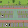 Eco friendly Parking Lot with Green Landscaping Trees and Sustainable Design