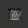 Decorative Ceramic Container With Yellow Inner Teal Rim White Base And Black Mushroom Patterns