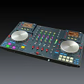 Professional DJ Mixer Commercial Equipment With Dual Turntables Colorful Buttons And Control Panel