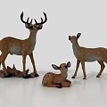 Decorative Deer Figurines Set With Adult Baby Deer And Small Decorative Elements