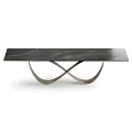 Modern Rectangular Marble Dining Tables With Unique Curved Crossed Metal Bases For Home Dining Rooms
