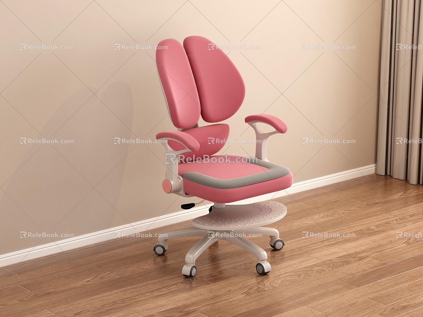 Modern children's lift chair study chair adjustable seat 3d model