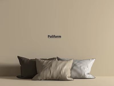 Poliform Decorative Pillows in Brown Beige and Light Gray Arranged Against Light Beige Wall 3d model