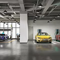 Modern 4S Car Dealership Showroom Featuring Various Colored Cars On