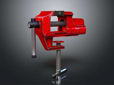Red Bench Vise Heavy Duty Hardware Tool With Mounting Base Screw Mechanism And Handle 3d model