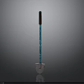 Blue Glowing Shovel With Brown Handle And White Head Design
