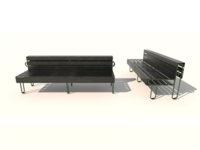 Stylish Garden Ornaments With Wooden And Metal Frame Benches For Outdoor Use 3d model