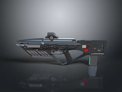 Futuristic Sci Fi Weapon With Advanced Tactical Scope And Blue Light Indicators 3d model