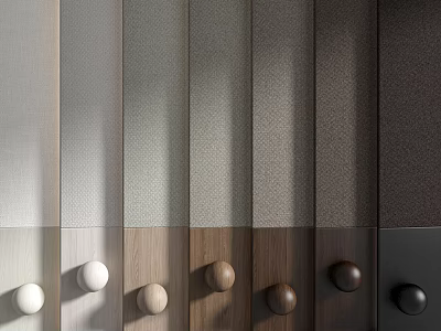 Modern Interior Wall Panels With Gradient Colors Fabric Texture And Decorative Knobs 3d model