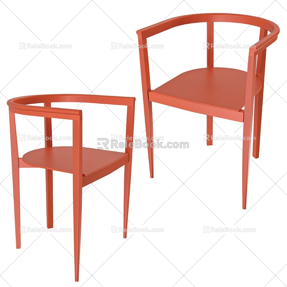 beech Simple Dining Chair 3d model