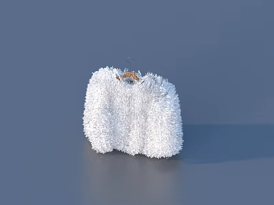 White Fluffy Clothes Hanging On Hanger Against Gray Background 3d model