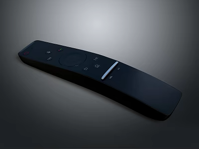 Sleek Black Computer Remote Control With Buttons And White Stripe Design 3d model