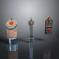 Three Decorative Ornamental Items With Intricate Patterns And Gemstone Accents